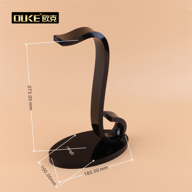 深圳亞克力加工廠定制黑色S型亞克力耳機掛架