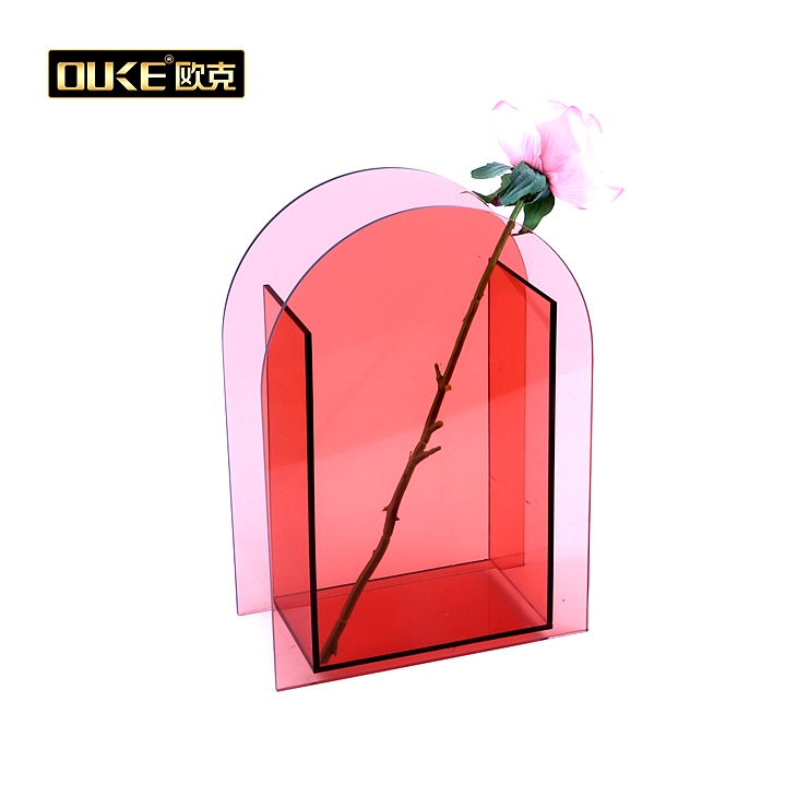 茶色亞克力花盒 幾何亞克力花瓶
